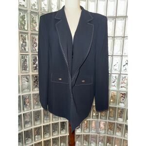 Tahari navy blue Blazer with White Thread Outline - size 22W
